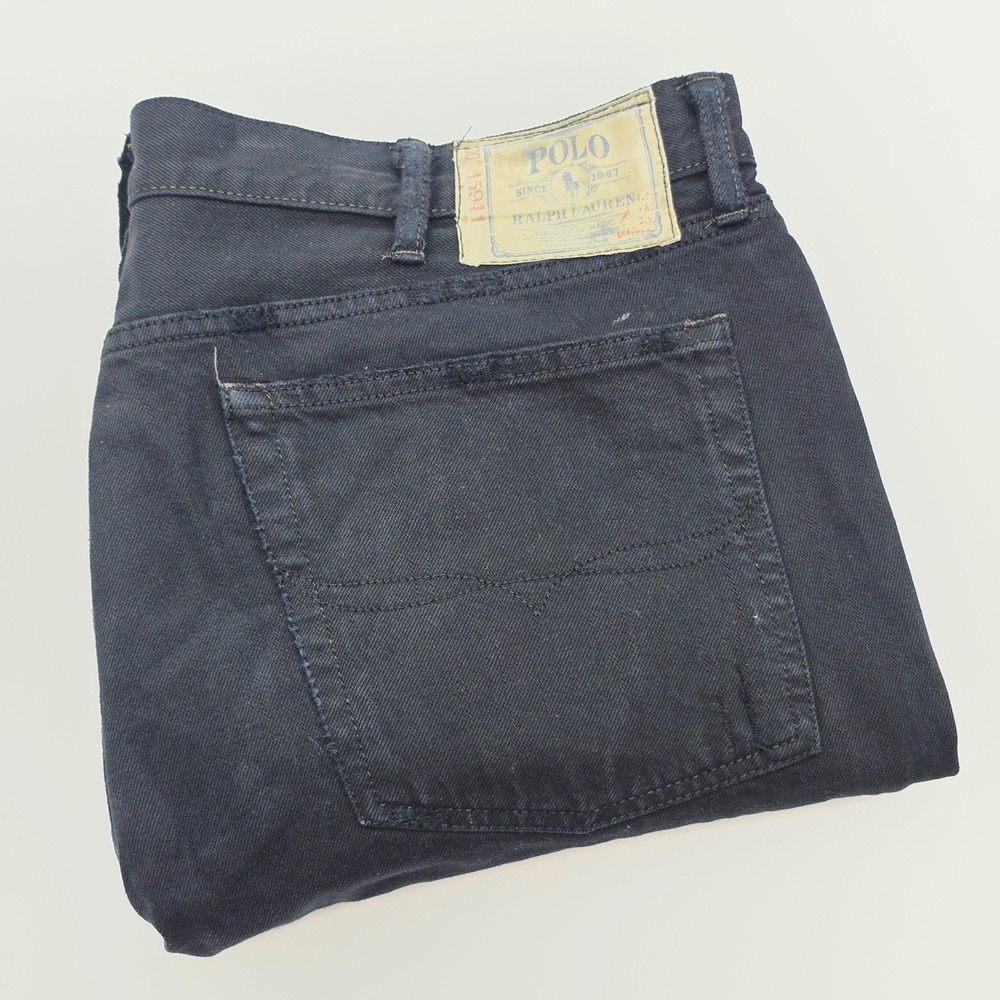Polo Ralph Lauren Men 38X30 (Fit 38X31) Button Fly Bootcut 750 Black Denim Jeans